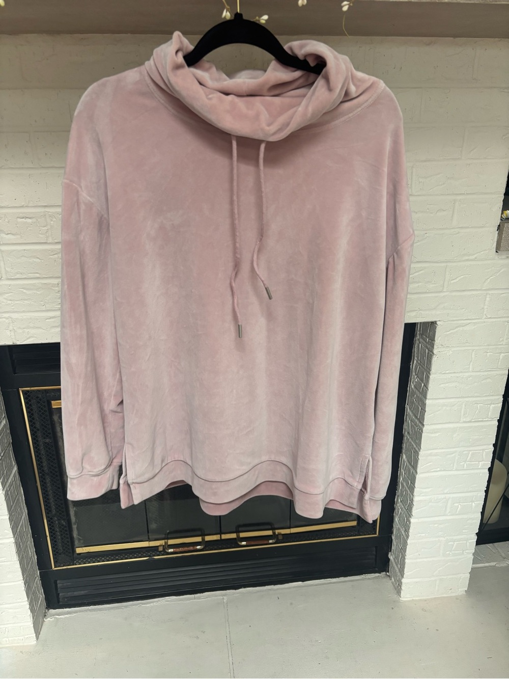 Angels Dusty Pink Velvet Cowl Neck Hoodie